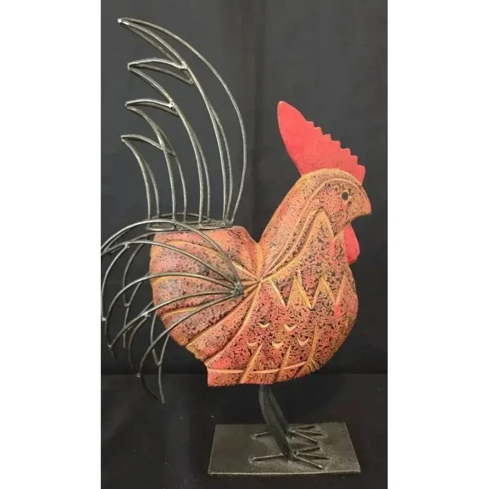 Metal Rooster Decor Collection Red Rooster